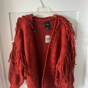 Forever 21 Rust Fringe Cardigan